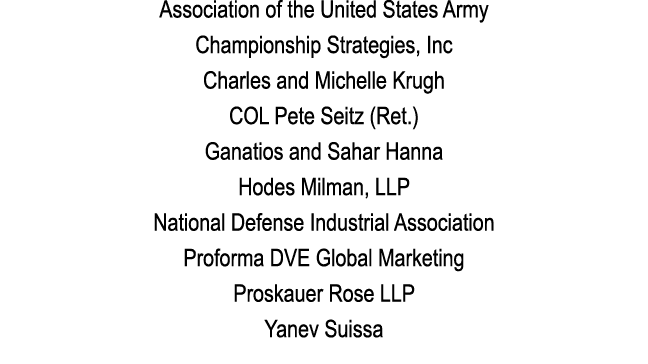 Association of the United States Army Championship Strategies, Inc Charles and Michelle Krugh COL Pete Seitz (Ret ) G   